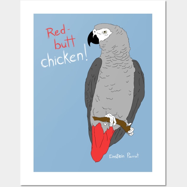 African Grey Parrot Red Butt Chicken Wall Art by Einstein Parrot